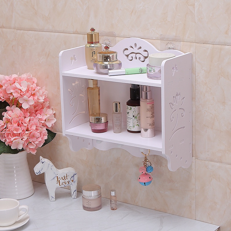 Rak toilet minimalis rak kosmetik Tempel Gantung serbaguna Organizer box multifunsi dekstop rak kamar mandi  Tempat Penyimpanan sabun sampo shampo make up kecantikan kosmetik Vintage DIY Shabby Chic Portable Kayu Murah Terbaru Tempat Tisu  serbaguna Tembo