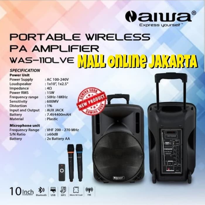 speaker portable aiwa 10 inch bluetooth mic wireless was 110 meeting portabel