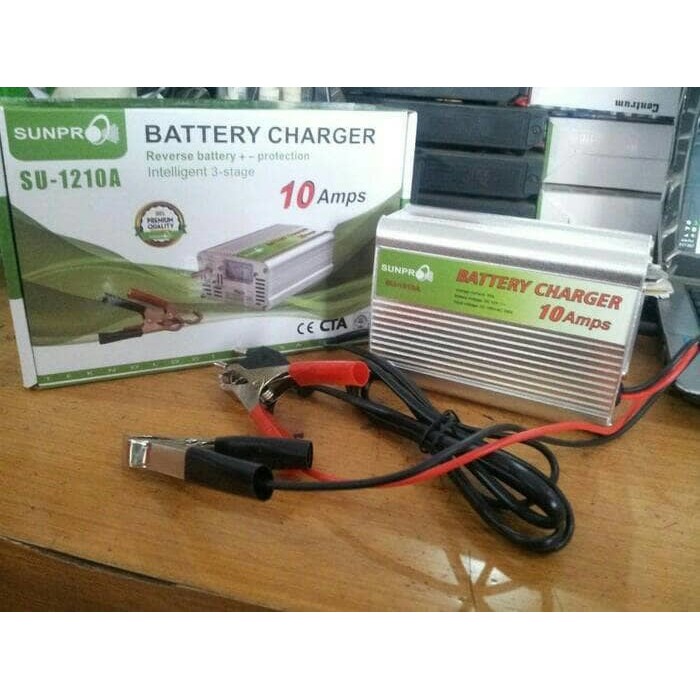 Charger Accu Cas Aki Otomatis 10A Dengan Ampere Meter