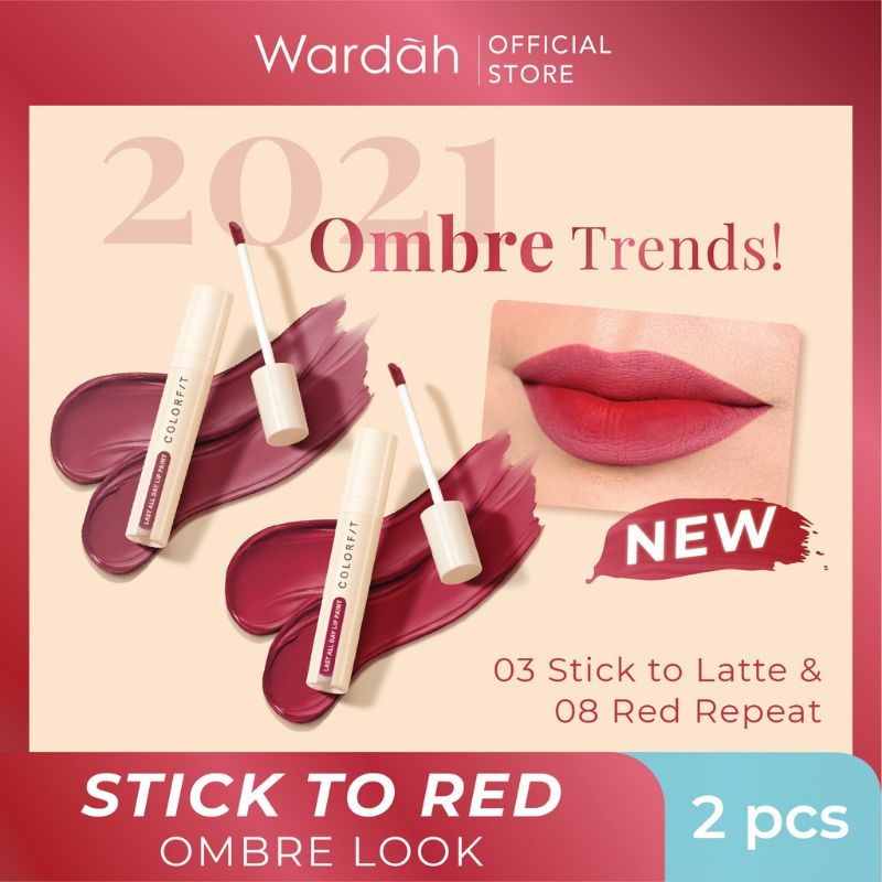 Wardah Colorfit Last All Day Lip Paint Ombre 03 &amp; 08 | Paket Lip Cream Ombre