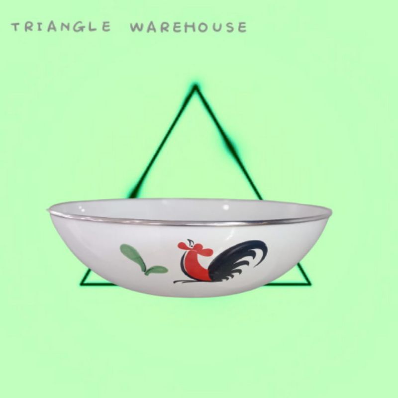 Baskom besar enamel motif ayam jago uk 36 cm