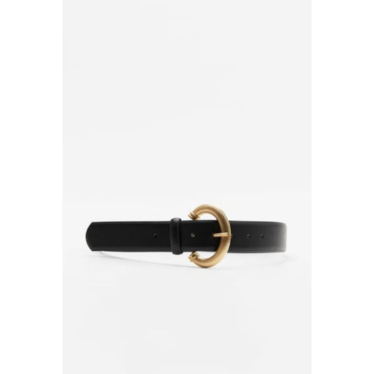 ZARA 2021 BELT GOLDEN LEATHER BLACK