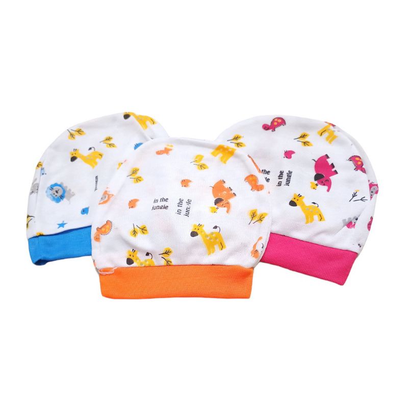 Topi kupluk bayi 0-12 bulan / topi bayi motif print Bayi Cewe Cowo