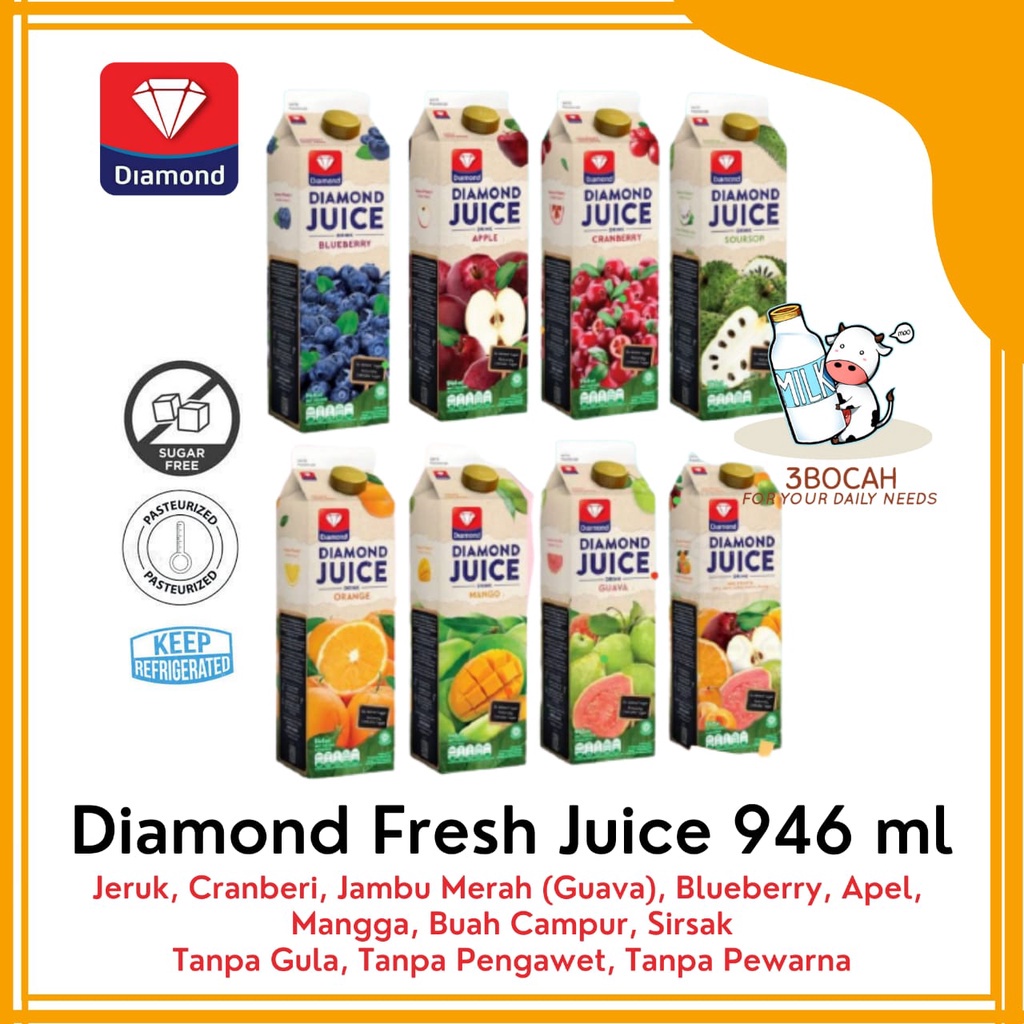 

Diamond Juice box 946ml guava orange apple mix soursop mango blueberry segar manis alami sehat buka puasa hari raya lebaran