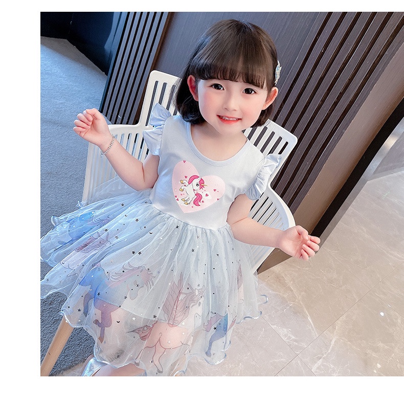 UNICORN GALAXY DRESS BAJU DRES ANAK PEREMPUAN KOREA IMPORT DAILY OUTFIT GAUN ANAK LUCU