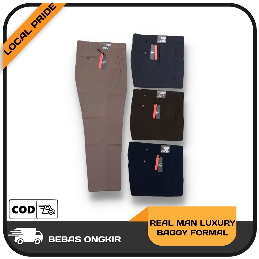 RML Celana Bahan Pria Model Begy Baggy Rempel Aneka Warna High Twiss