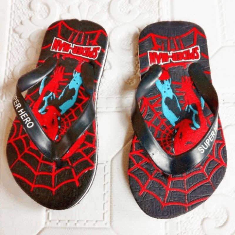 Sandal Spon Anak Karakter Spiderman press hitam