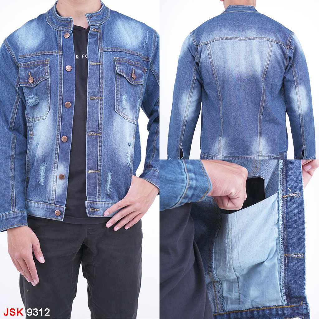 [BAYAR DI TEMPAT/COD] JAKET JEANS PRIA JSK BOMBER 9312 / SIZE L XL XXL