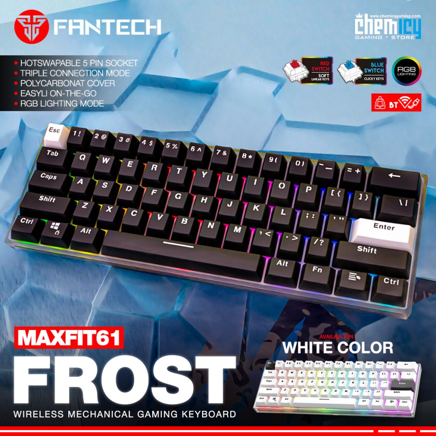 Fantech MAXFIT61 Frost RGB Wireless Hotswap Mechanical Gaming Keyboard