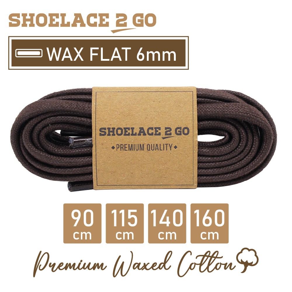 SHOELACE 2 GO PREMIUM TALI SEPATU LILIN WAX GEPENG PIPIH FLAT - WF6 - C2 - DARK BROWN - 6MM