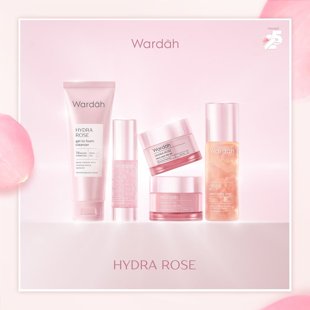 WARDAH Hydra Rose Series | Dewy Aqua Day Gel Moisture Rich Night Toner Foam Cleanser by AILIN