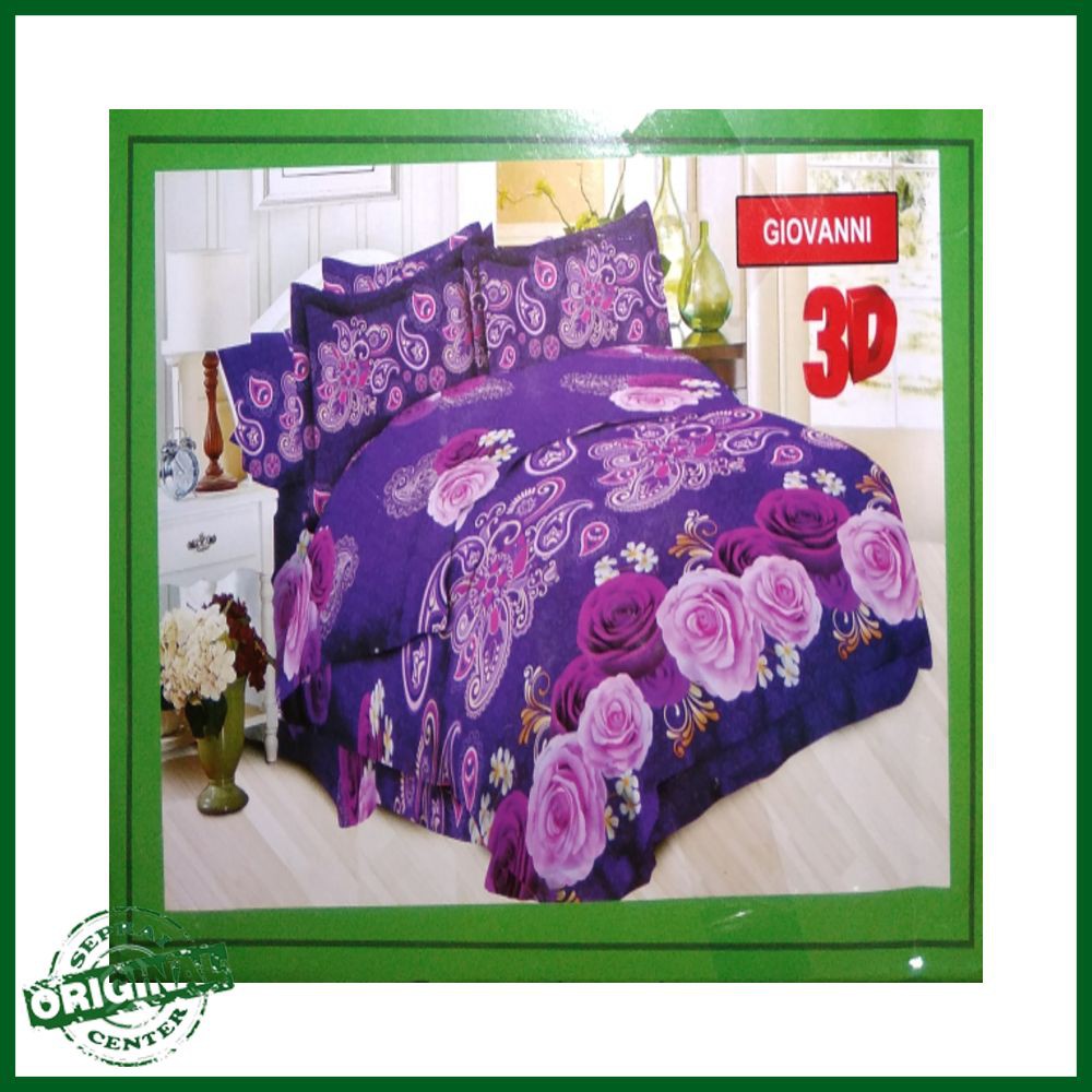 SEPRAI / SPREI BONITA GIOVANNI QUEEN 160 No.2 SEPRAI BATIK MAWAR PINK UNGU BIRU