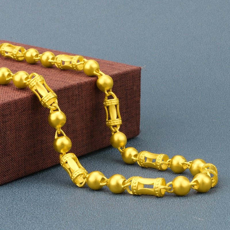 Kalung Emas Asli Kadar 375 Dengan Liontin Bambu Bulat Untuk Pria