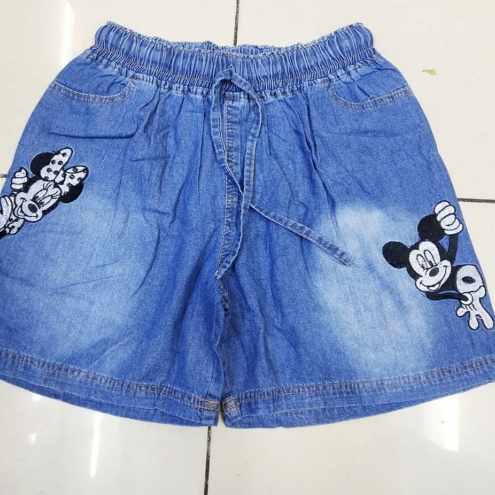 └ 5005 Celana Jeans Pendek Hotpants Cewek/Wanita Ripped Robek MI279   Mickey Mouse Free Dropship H