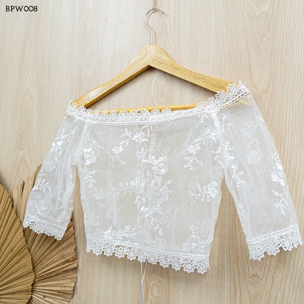 [READY STOCK] AKSESORIS PESTA LACE BROKAT BOLERO PENGANTIN CARDIGAN WEDDING PUTIH BPW008