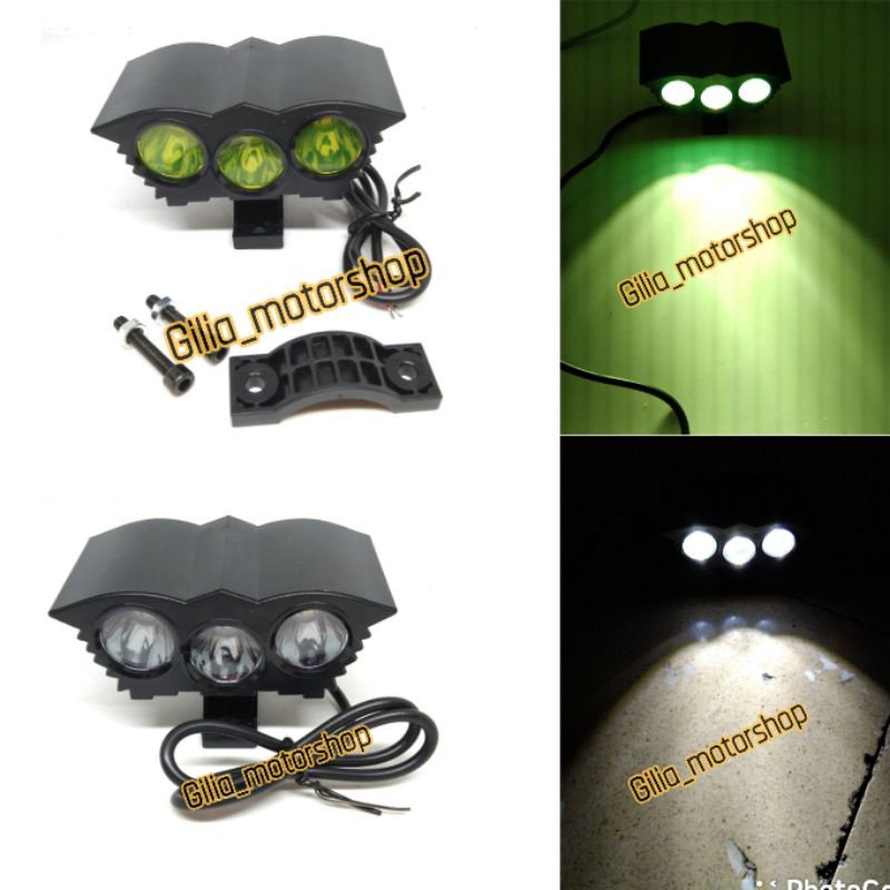 Lampu Tembak Owl 3 mata AC DC CR-5492 Nyala putih dan kuning Modish Universal Motor