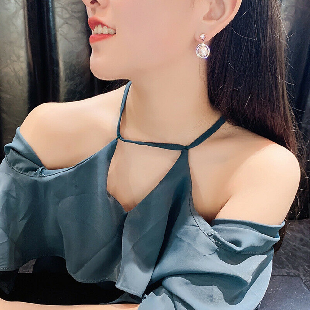 Hu Hu Hu Hu Hu Alat Bantu Pasang Kacamata♡ Anting Tusuk Gantung Wanita Desain Lingkaran Hias Mutiaraberlian Imitasi Gaya Elegan Untuk Hadiah