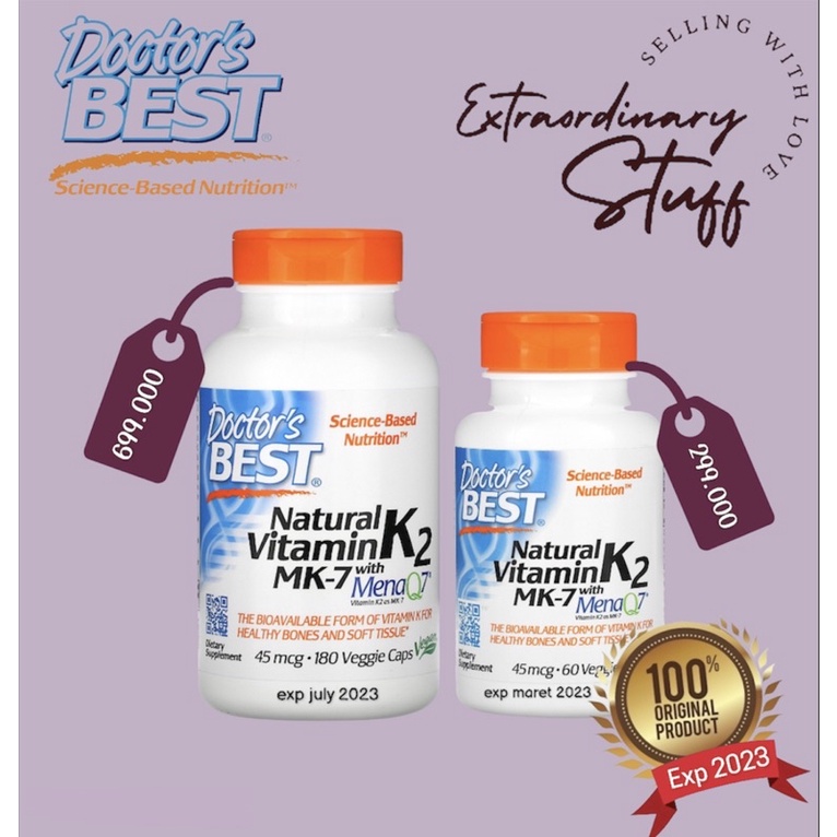 DOCTORS BEST NATURAL VITAMIN K2 MK7 / VIT K2 MK-7 / K2 + MK-7