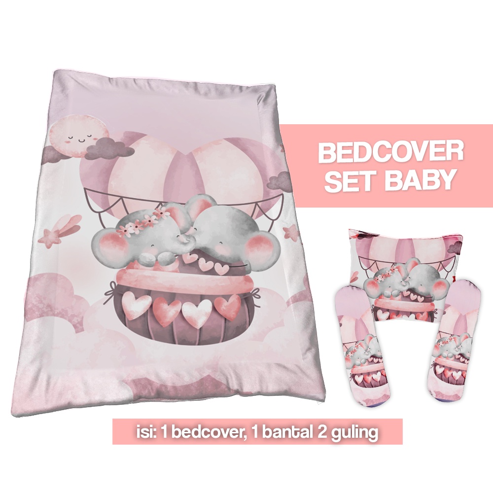 Bedcover Bayi Set Lengkap ( Bedcover, Bantal Guling Bayi, Bantal Peyang) Kado Bayi Motif Anak Katun Lucu