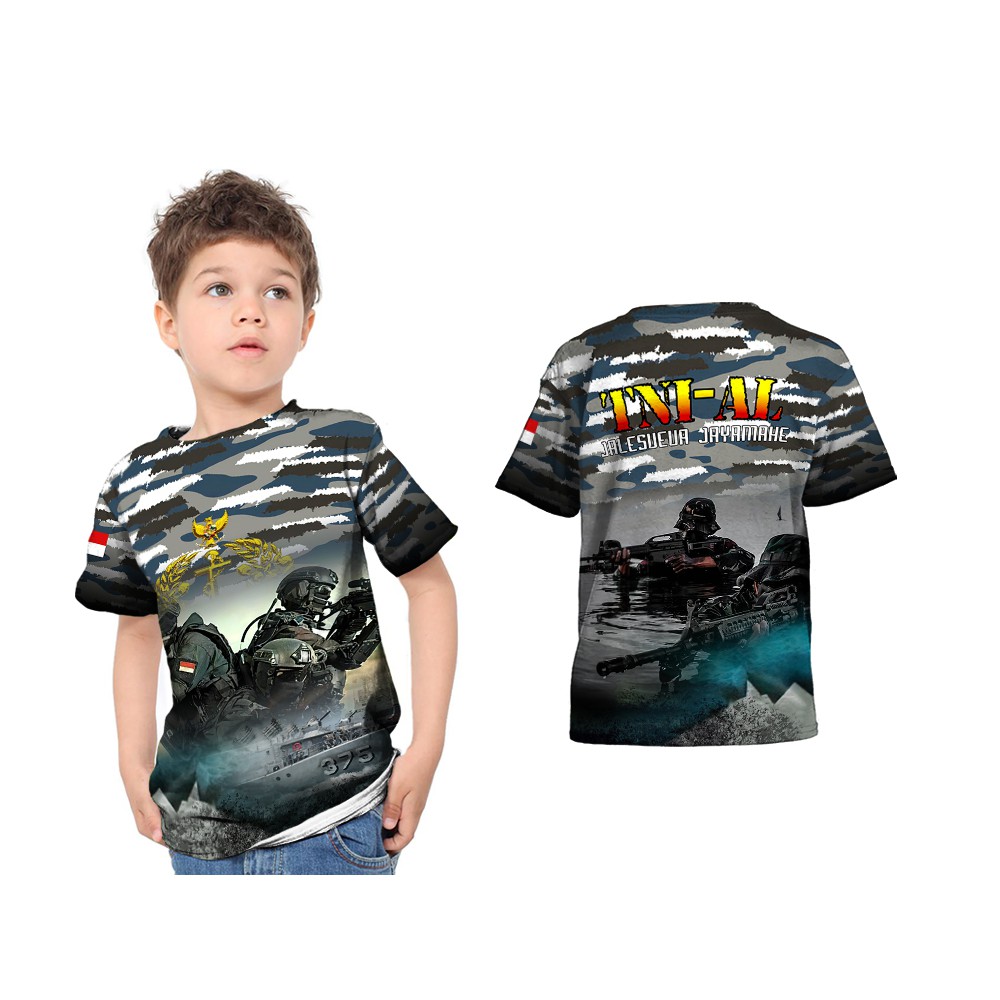 Kaos TNI AL Anak | Kaos TNI AL Loreng | Kaos TNI AL FullPrint | Baju Kaos TNI AL