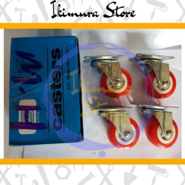 1 Set Isi 4 Pcs Roda Etalase 2&quot; Roda Caster Roda Gepeng