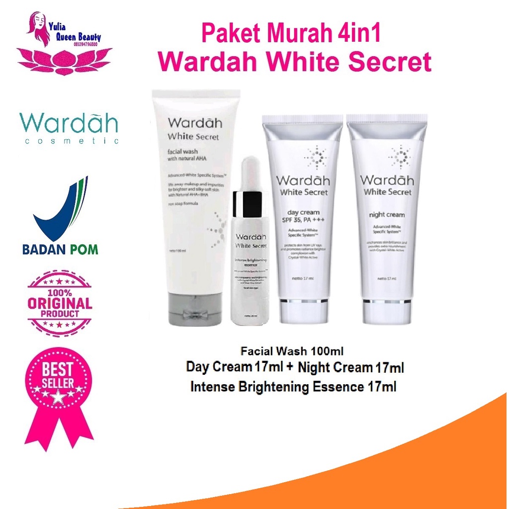 Paket Hemat 4in1 Perawatan Wajah Wardah White Secret Series Kecil Original