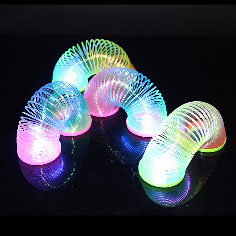 (Tk) 1pc Mainan Per Slinky Warna Pelangi Glow In The Dark Untuk Anak