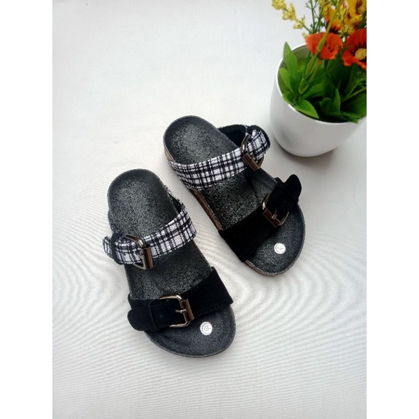 SANDAL BIRKEN ANAK MILANO BAN2 MOTIF KOTAK