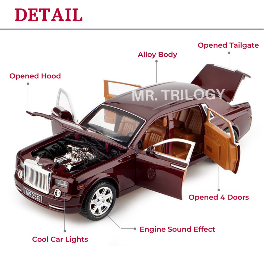 Diecast mobil/ miniatur mobil Rolls Royce Phantom 1:24, kado mainan anak keren Roll-Royce Rolls-Royces rolls-royce RR