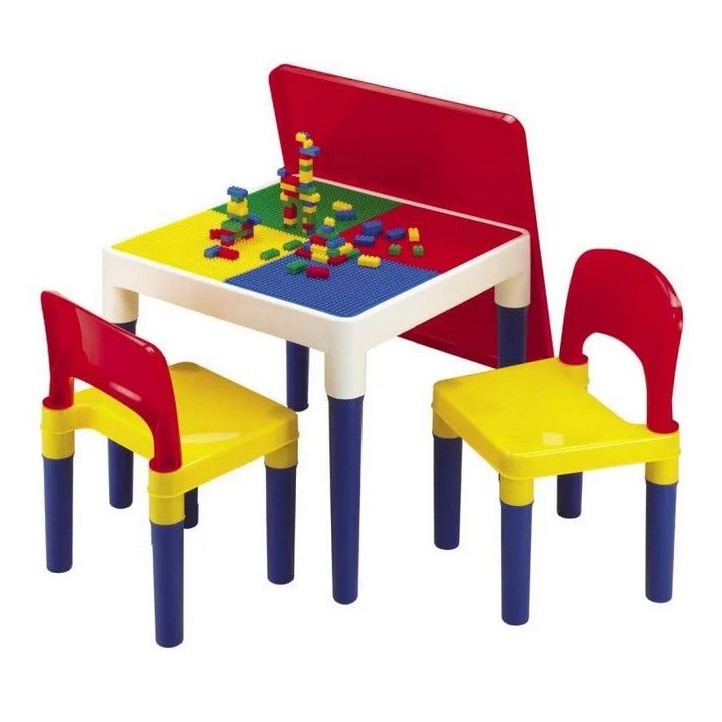 Bricks Kingdom Building Block Table & 2 Chairs Meja Lego