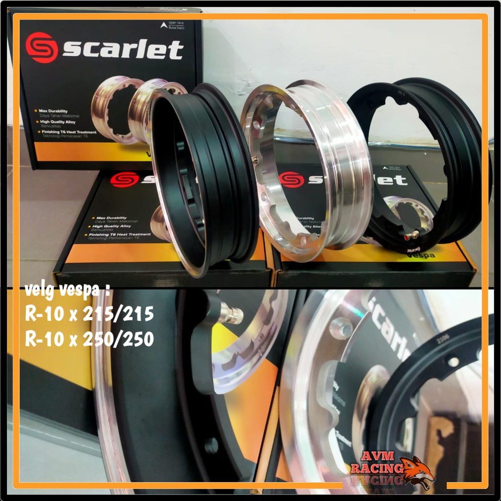 VELG VESPA TUBLES SCARLET - Pelek Velk Velg Tubles Vespa Px Sprint PTS Pxe Exclusive Excel Ring 10