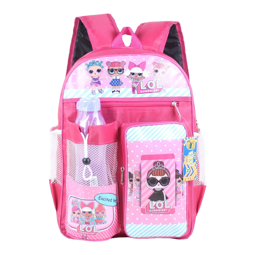 Tas Botol Backpack Anak Karakter LOL Fashionable Tas Sekolah TK Lucu Plus Botol