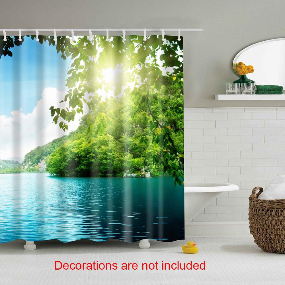 Modern Simple Forest Landscape Polyester Digital Printing Bathroom Decor 12 Hooks Shower Curtain Shopee Indonesia