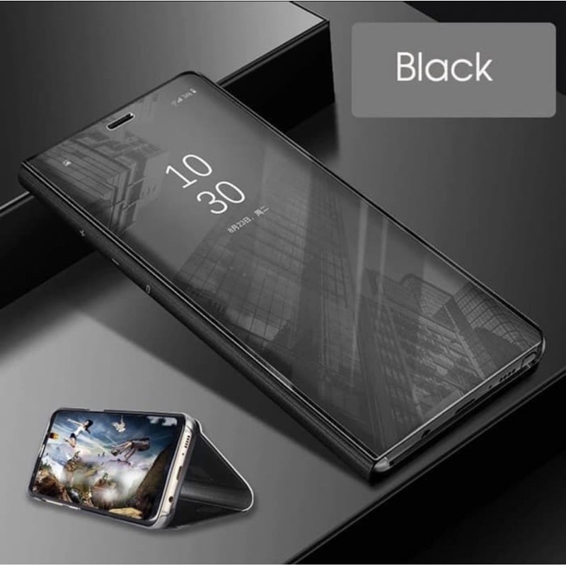 FLIP COVER  XIAOMI REDMI 9 BIASA SMART CLEAR VIEW TRANSFARAN STANDING