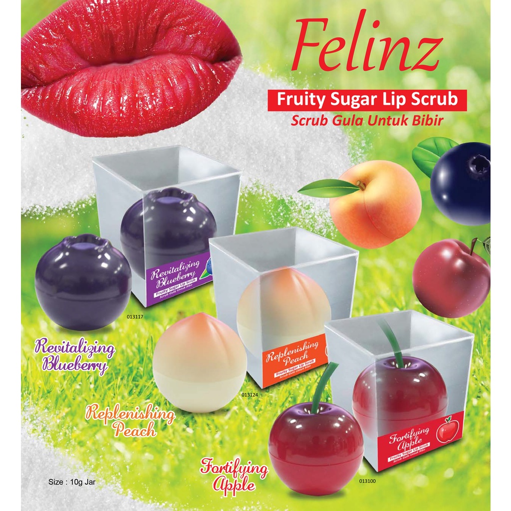 Jual CDULPG FELINZ FRUITY SUGAR LIP SCRUB 10G JAR Shopee Indonesia