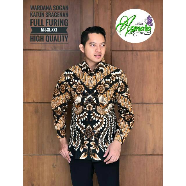 Batik Pria Wardana Sogan Asli Katun Sragenan Full Furing Murah