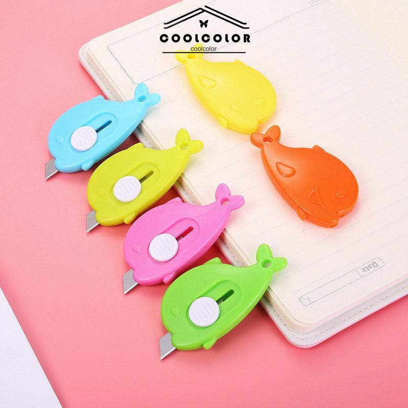 COD Mini Kartun Pemotong Utilitas Kecil Portabel Pemotong Unboxing Wortel Dolphin Whale Art Paper Cutter- cl