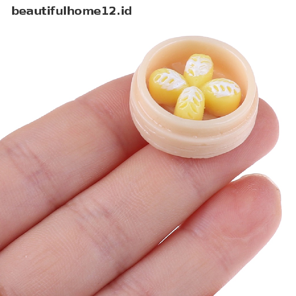 【beautifulhome12.id】 5Pcs/set 1:12 Dollhouse Miniatures Chinese Dim Sum Food Kitchen Accessories .