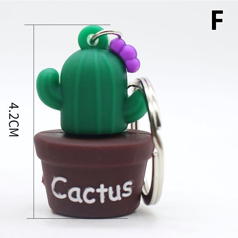 GANTUNGAN KUNCI TAS MOBIL MOTOR CHARACTER UNIK KEYCHAIN 3D MINI BAHAN PVC KARET LUCU GANCI KARAKTER BOBA FOOD CACTUS-KAKTUS BUNGA UNGU