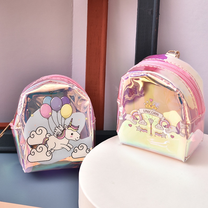 Dompet koin Mini Zipper PVC Tas Penyimpanan Cewe Anak