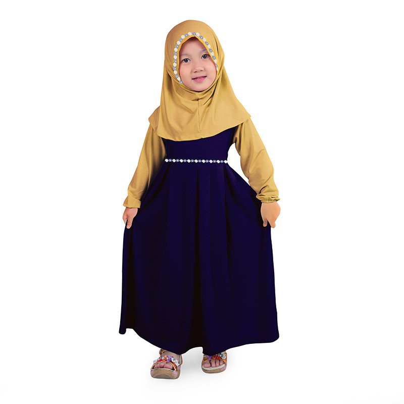  Baju  Muslim  Gamis Anak  Perempuan  Jersey Murah Navy Cream 