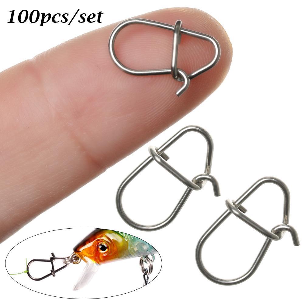 Suyo 100 Pcs/lot Memancing Gantung Snap Portable Baru Cepat lock Stainless Steel Garis tackle Oval Split Rings