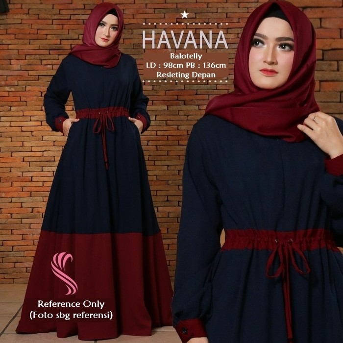 Dress polos gamis wanita muslimah Havana Dress Navy