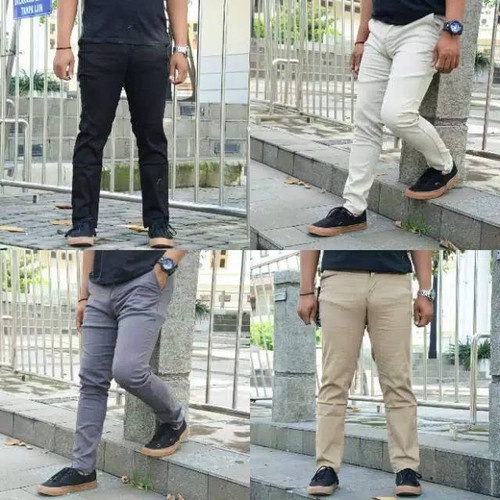 (COD) CELANA CHINO Panjang Pria Slimfit KERJAHARIAN Santai Casual Formal Hitam Abu Cream Mocca Size 27-38