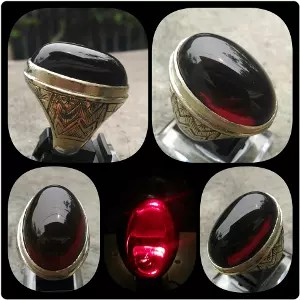 [BISA COD] Cincin Germanium Batu Akik Kecubung Api Hitam Tembus Merah Unik