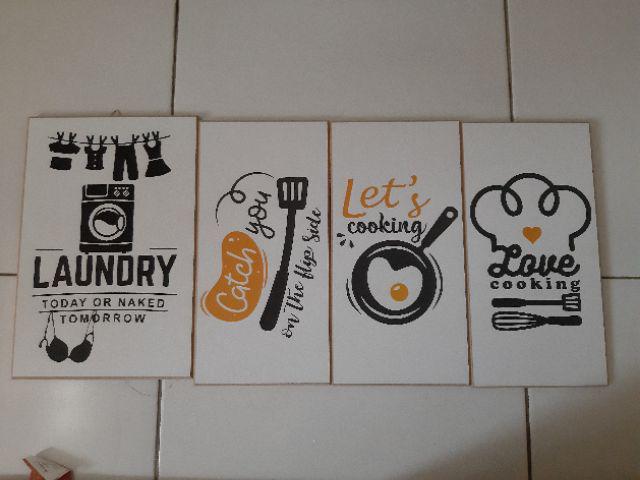 Walldecor L121 Pajangan Dinding Laundry Shabby Vintage Hitam Putih