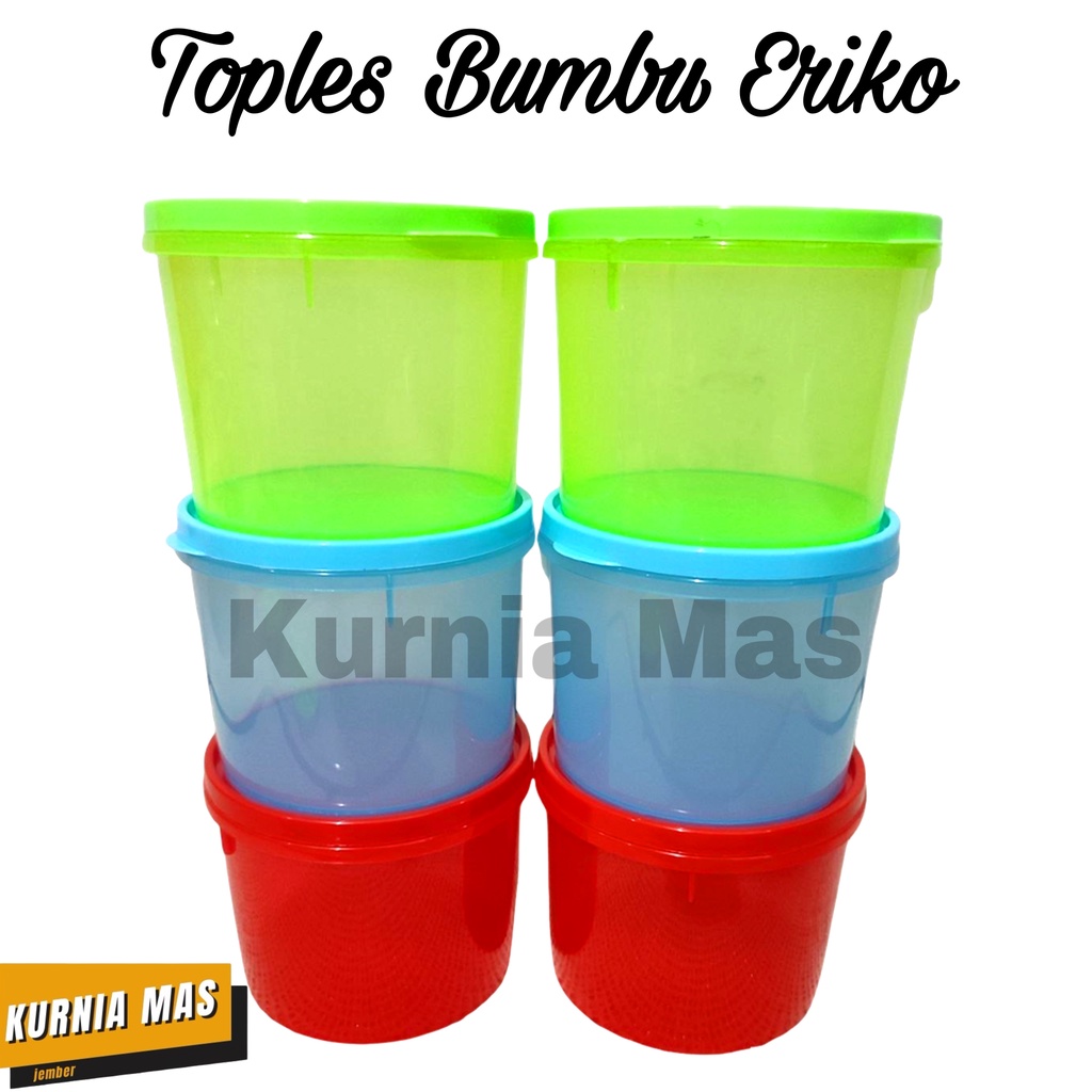 Toples Bumbu LEMON Eriko Warna Toples Plastik Bulat 500 ML Wadah Gula garam Lada