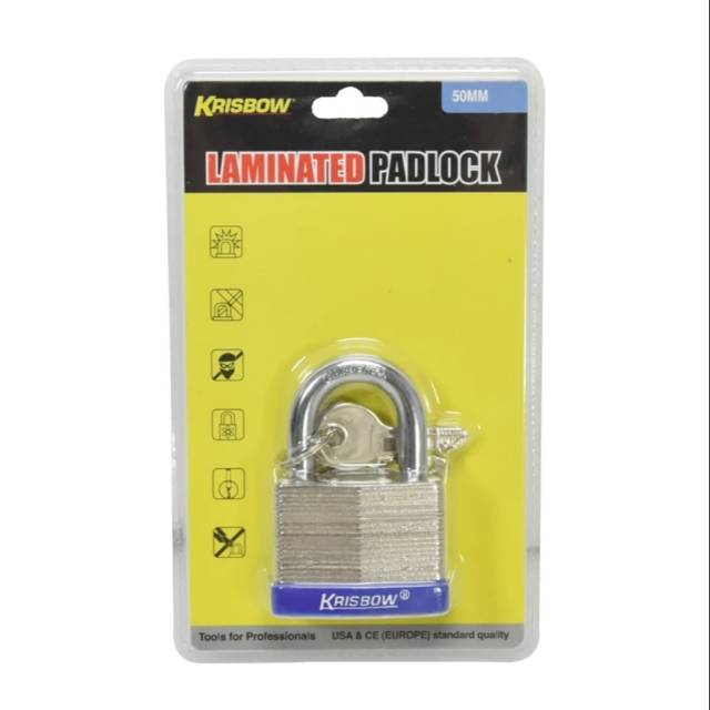 Gembok Besi 50 mm Gembok Laminasi Original Krisbow 5 cm Laminated Padlock