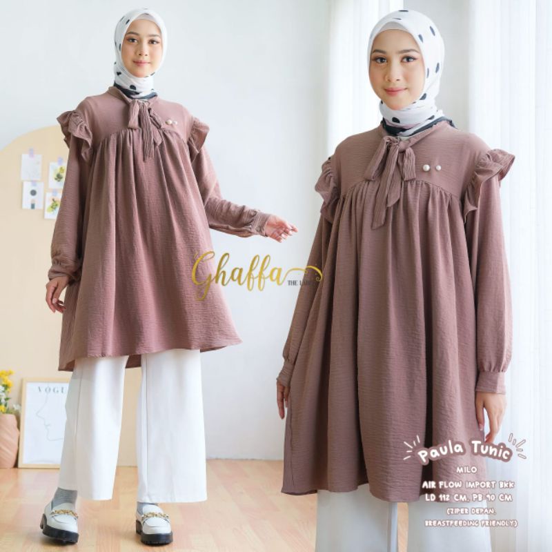 PAULA TUNIC BY GHAFFA THE LABEL (TUNIK MUSLIMAH) Tunik wanita polos rekomended