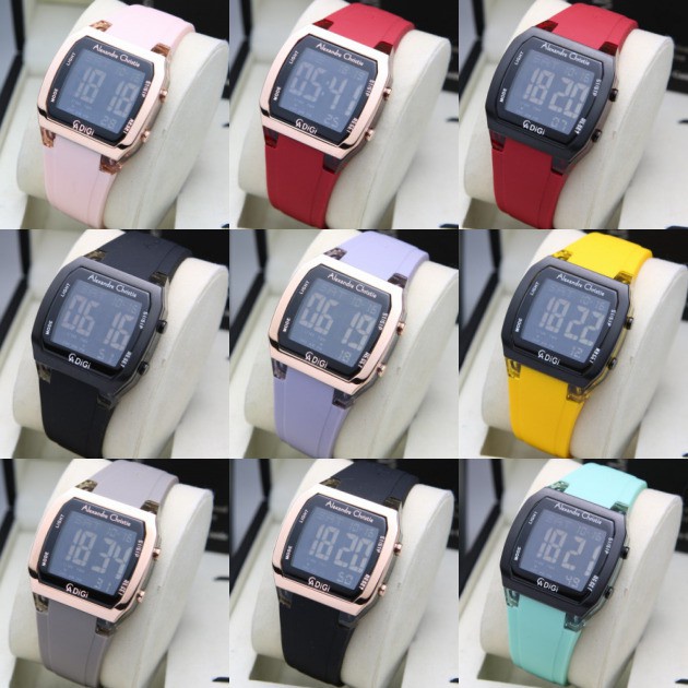 JAM TANGAN WANITA ALEXANDRE CHRISTIE AC 9348 / AC9348 RUBBER DIGITAL ORIGINAL